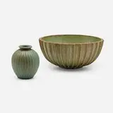 Arne Bang, Vase and large bowl, c. 1935, glazed stoneware