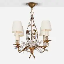 Maison Baguès, Chandelier, c. 1955, gilt steel, cut glass, paper shades