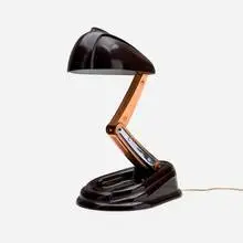 Jumo, Bolide desk lamp, c. 1945, Bakelite, copper, steel