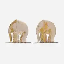 Elephant bookends, pair by Karl Hagenauer, 1928-1935, nickel-plated brass, sold Jan 2025