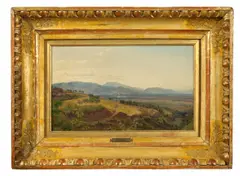 Gustav Jäger, Blick aufs Volskergebirge, 1836, Öl auf Papier auf Pappe