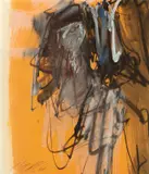 Josef Mikl, Ohne Titel (Bildnis Ossi Wiener), 1966, Öl auf Papier