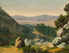 Thorald Læssøe, Aus der Campagna, Um 1845, Öl auf Papier, auf Pappe aufgezogen