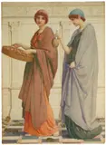 Henry Ryland, Two Girls, Aquarell über Bleistift auf Velin