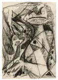 Ernst Wilhelm Nay, Frau mit Vogel, 1946, Kohle auf Papier