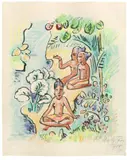 Max Pechstein, Am Badeplatz, 1919, Lithographie auf Japan, vom Künstler koloriert