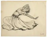 Ludwig von Hofmann, Die Tänzerin Ruth St. Denis, Um 1906, Kreide auf Transparentpapier