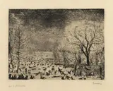 James Ensor, Les patineurs, 1889, Radierung auf bräunlichem imitierten Japan