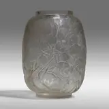 Monnaie du Pape vase by René Lalique, c. 1914, frosted and polished clear glass, sold May 2021