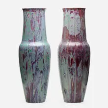 Ernest Chaplet, Monumental vases, pair, c. 1900, glazed porcelain