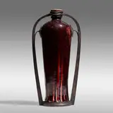 Ernest Chaplet, Vase, c. 1890, oxblood glazed stoneware, hammered wrought iron