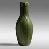 Rare and Tall vase with lilies by Ellen Farrington for Grueby Faience Company, c. 1905, glazed earthenware, sold May 2021