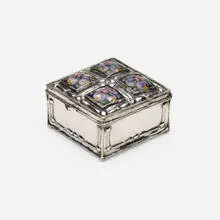 Elizabeth Ethel Copeland, Exceptional box, c. 1910, silver, cloisonné enamel