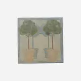 Trivet tile with trees by Marblehead Pottery, 1908-20, glazed earthenware, sold May 2021