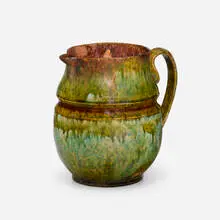 Pitcher by George E. Ohr, 1898-1900, glazed earthenware, sold May 2021