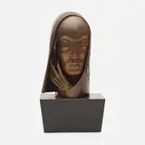 Franz Hagenauer, Bust, c. 1925, hand-hammered copper and brass with applied patina