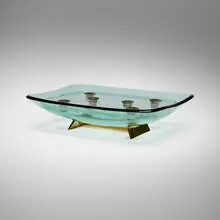 Max Ingrand, Candleholder, c. 1955, glass, brass