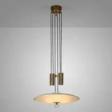 Counterbalance celing lamp, model 1953 by Max Ingrand, c. 1955, lacquered aluminum, glass, brass, sold Jan 2025