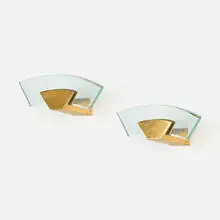 Wall-mounted coat hangers model 1779, pair by Max Ingrand, c. 1965, glass, brass, sold Jan 2025