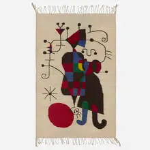 Tapestry by Joan Miró, c. 1965, woven wool, sold Jan 2025