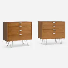 Basic cabinets model 4606, pair by George Nelson & Associates, mahogany, aluminum, sold Jan 2025