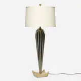 Murano, Table lamp, c. 1965, glass, enameled wood, brass, linen shade