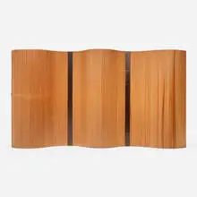 Firm Baumann, Tambour half-height room divider, c. 1945, pine, walnut, aluminum, leather