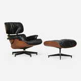 Charles and Ray Eames, 670 lounge chair and 671 ottoman, rosewood, leather upholstery, enameled and brushed aluminum