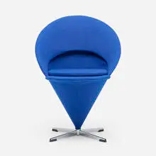 Cone chair by Verner Panton, 1958, upholstery, chrome-plated steel, plastic, sold Jan 2025