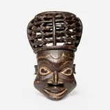Bamum, Large helmet mask, carved and painted wood