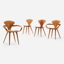 Norman Cherner, Dining chairs, set of four, 1958, beech plywood