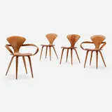 Norman Cherner, Dining chairs, set of four, 1958, beech plywood