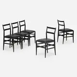 Gio Ponti, Leggera chairs, set of five, 1952, lacquered ash, Skai upholstery