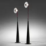 Pier Giuseppe Ramella, Club 1195 floor lamps, pair, c. 1985, glass, enameled steel, enameled aluminum, plastic