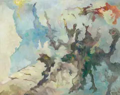 Bernard Schultze, Novembertrag mit Hoffnungsblau, 1994, Öl auf Leinwand