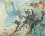 Bernard Schultze, Novembertrag mit Hoffnungsblau, 1994, Öl auf Leinwand