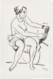 Max Pechstein, Sitzender Akt, 1917, Tuschpinsel auf dünnem Japanbütten