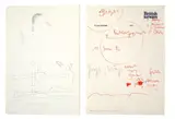 Ohne Titel by Joseph Beuys, 1981, 1 Zeichnung, 1 Brief (mit Umschlag) und 1 Notizzettel. Bleistift bzw. Filzstift auf Papier, sold May 2013