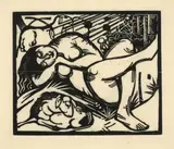 Franz Marc, Schlafende Hirtin, 1912, Holzschnitt auf Japanbütten