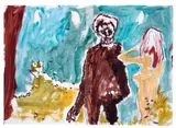 Daniel Richter, Suse 3, 2003, Öl und Bleistift auf zwei mit einem Klebestreifen verbundenen Papieren