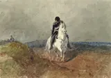 Theodor Hosemann, Reiter auf Schimmel, 1851, Aquarell auf Papier