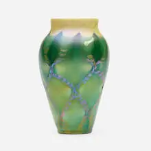 Vase by Tiffany Studios, c. 1902, hand-blown Favrile glass, sold May 2021