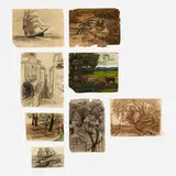 Wilhelm Hunt Diederich, Collection of seventeen landscape and seascape drawings, charcoal, graphite, pastel, oil, and watercolor on paper