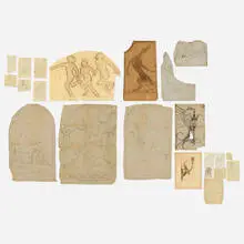 Wilhelm Hunt Diederich, Collection of forty-nine achitectural drawings, graphite and charcoal on paper, charcoal on board
