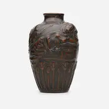 Clewell Pottery, Rare Weller L'Art Nouveau Egyptian revival blank, copper-clad earthenware