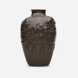 Clewell Pottery, Rare Weller L'Art Nouveau Egyptian revival blank, copper-clad earthenware