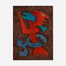 Untitled by Edwin Scheier, 1981, encaustic and sand on board, sold Jan 2021
