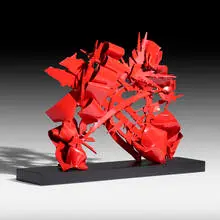 Double Cross by Albert Paley, 2014, formed and fabricated steel with a monochromed finish, wood, sold Jan 2021