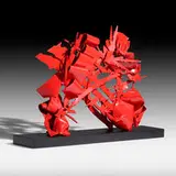 Albert Paley, Double Cross, 2014, formed and fabricated steel with a monochromed finish, wood