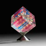 Jon Kuhn, Rainbow Cube, 1987/2017, ground, polished, and laminated glass, stainless steel